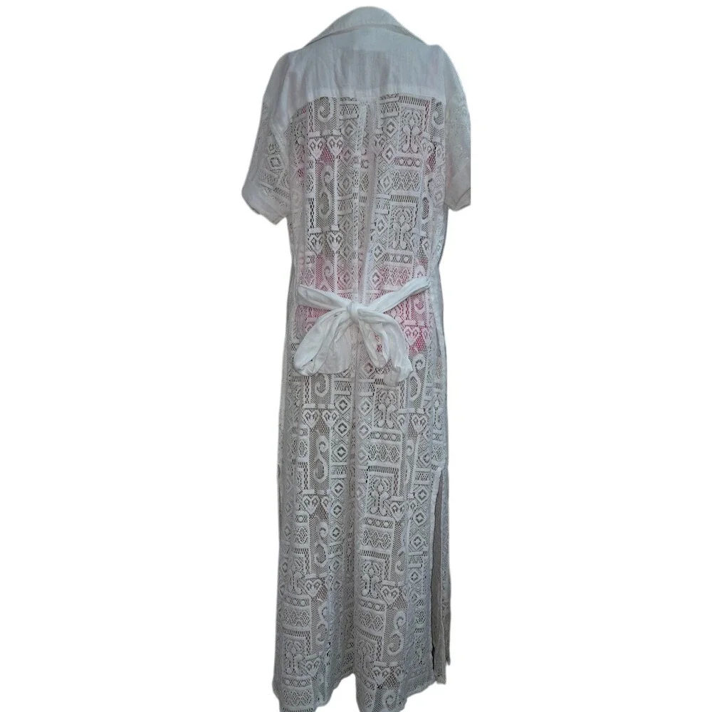 Becca Women's Sexy‎ Gauzy Cotton Lace Shirtdress Swim Cover-Up, Size Medium
